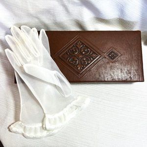 Vintage Sheer Gloves with Box  EUC